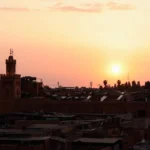 Sunset in Marrakech, view from a terace