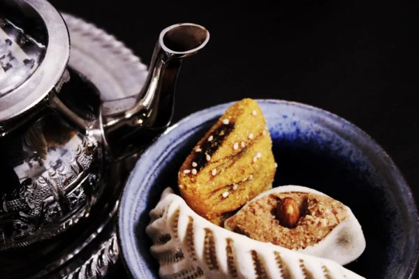 Relaxing with moroccan tea and homemade moroccan cookies